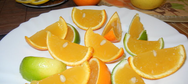 Десерт из желе «Цитрусовые дольки»