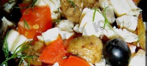 Салат Майский грибы курица помидоры