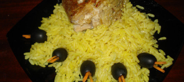 Морской окунь жареный с гарниром