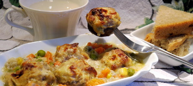 Овощи запеченные с фаршированными грибами под соусом бешамель и немного о домашних полуфабрикатах