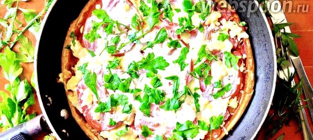 Пицца на кефире на сковороде