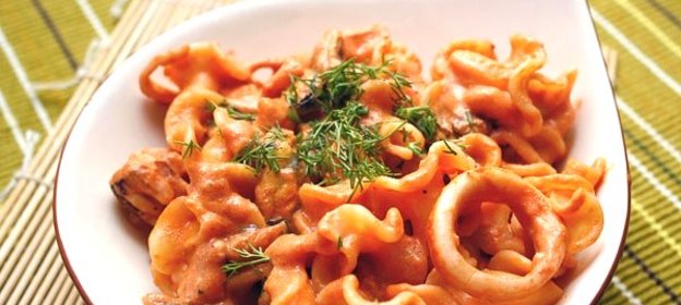 Макароны с морепродуктами