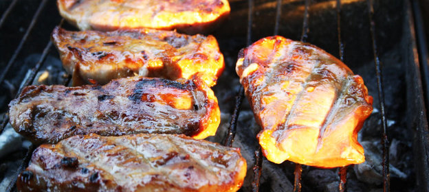 Утиные грудки-терияки на решетке на мангале