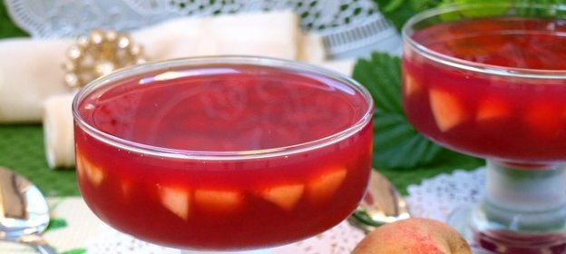 Персики в малиновом желе