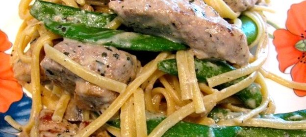 Паста со свининой и грибами