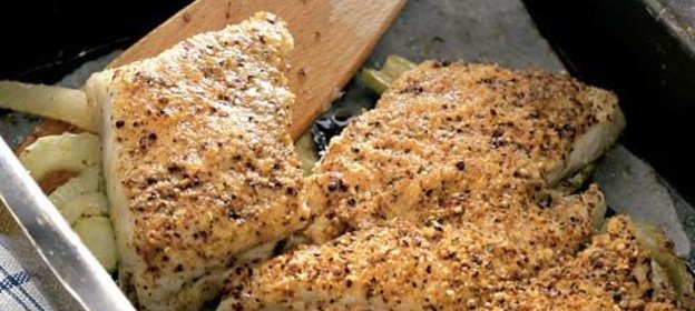 Запеченный морской язык с фенхелем