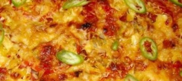 Пицца на кефире с курицей в духове