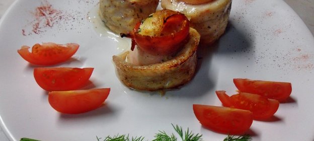 Роллы из морского языка с беконом