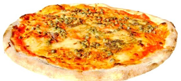 Пицца с анчоусами, омарами и зеленым горошком