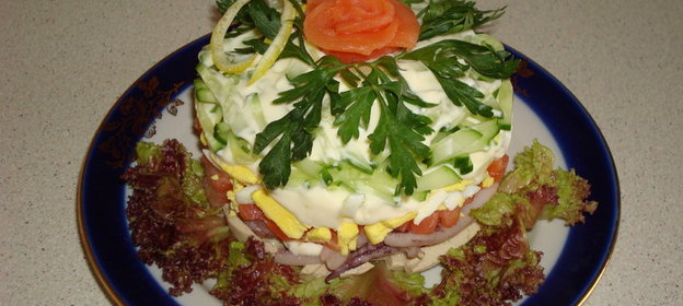 слоеный салат Царь морской для любителей МАЙОНЕЗА