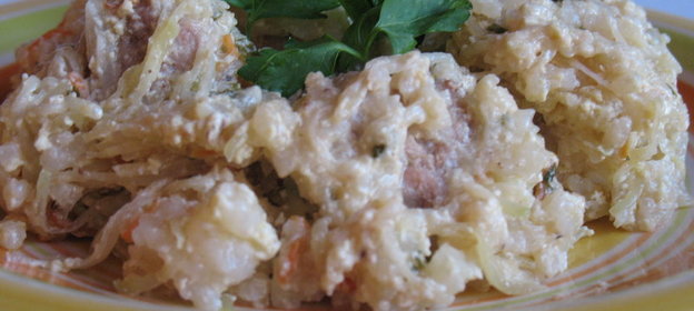 Мясные шарики с рисом и кольраби