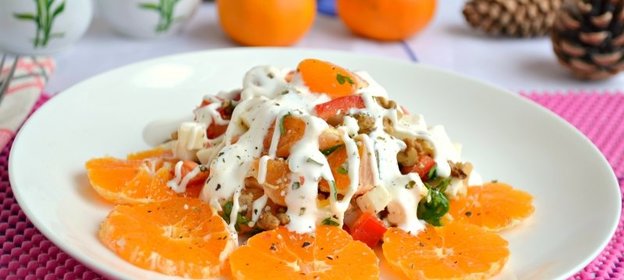 Салат с брынзой и мандаринами