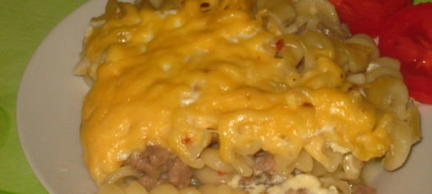 Запеканка с макаронами и мясом