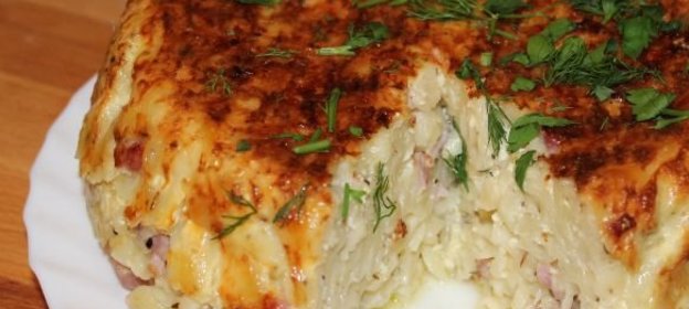 Запеканка из макарон с ветчиной (в мультиварке)