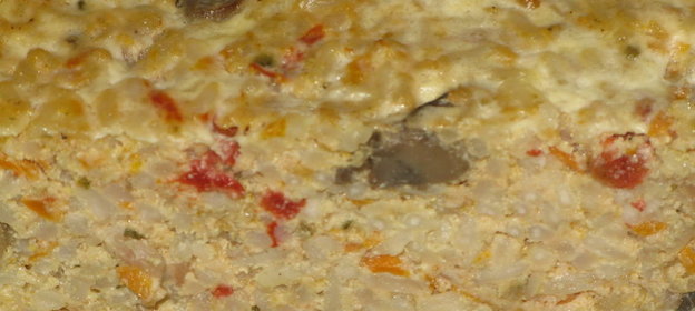 Запеканка рисово-мясная с грибами и овощами